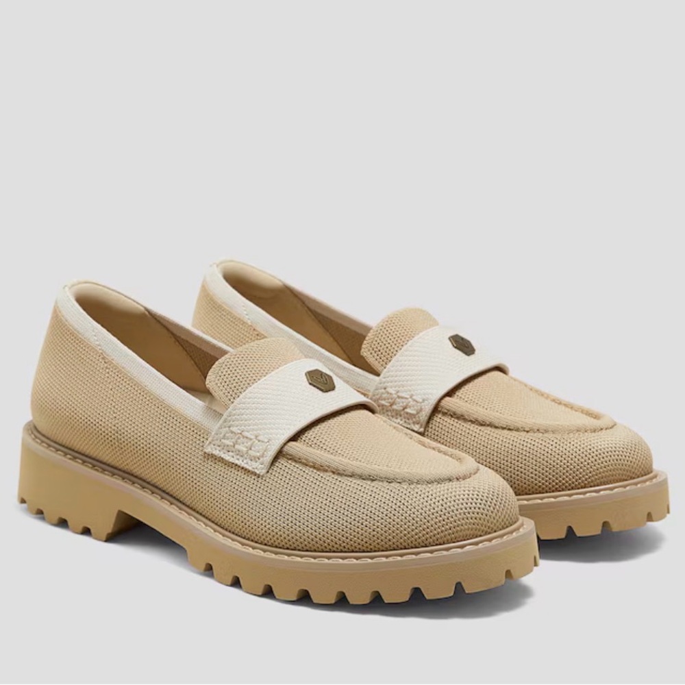 Beige and Ivory Women’s Chunky Loafers- Francesca